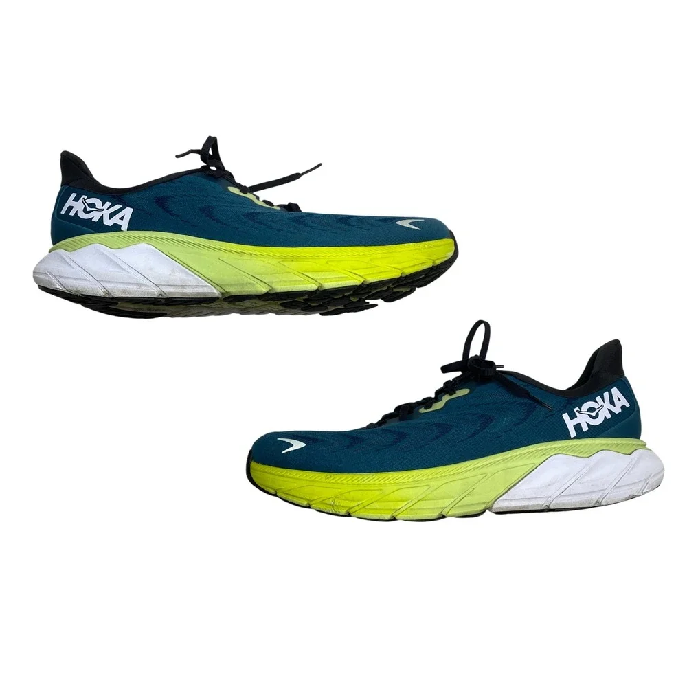 Hoka Arahi 6 Running Shoes Mens 12.5 Blue Coral Yellow Stability Sneakers